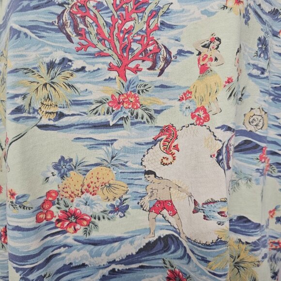 Polo Ralph Lauren Blue Green Hawaiian Tee Shirt Tropical Beach Logo L - Picture 5 of 14